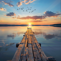 Sunset Lake Pier - Diamond Painting
