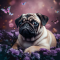 Puppy with Butterflies - Diamond Painting