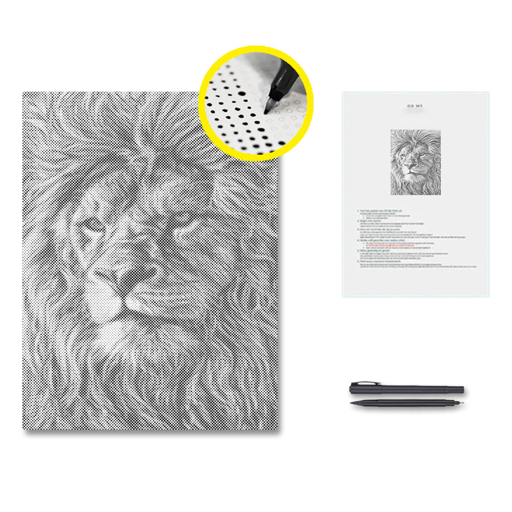 Giant African Lions - Dot Painting