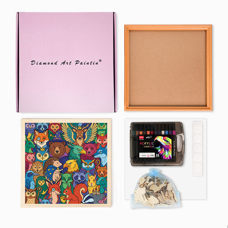 Enchanted Forest Friends - Wooden Coloring Puzzle