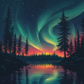 Northern Lights with Pine Trees - Diamond Painting