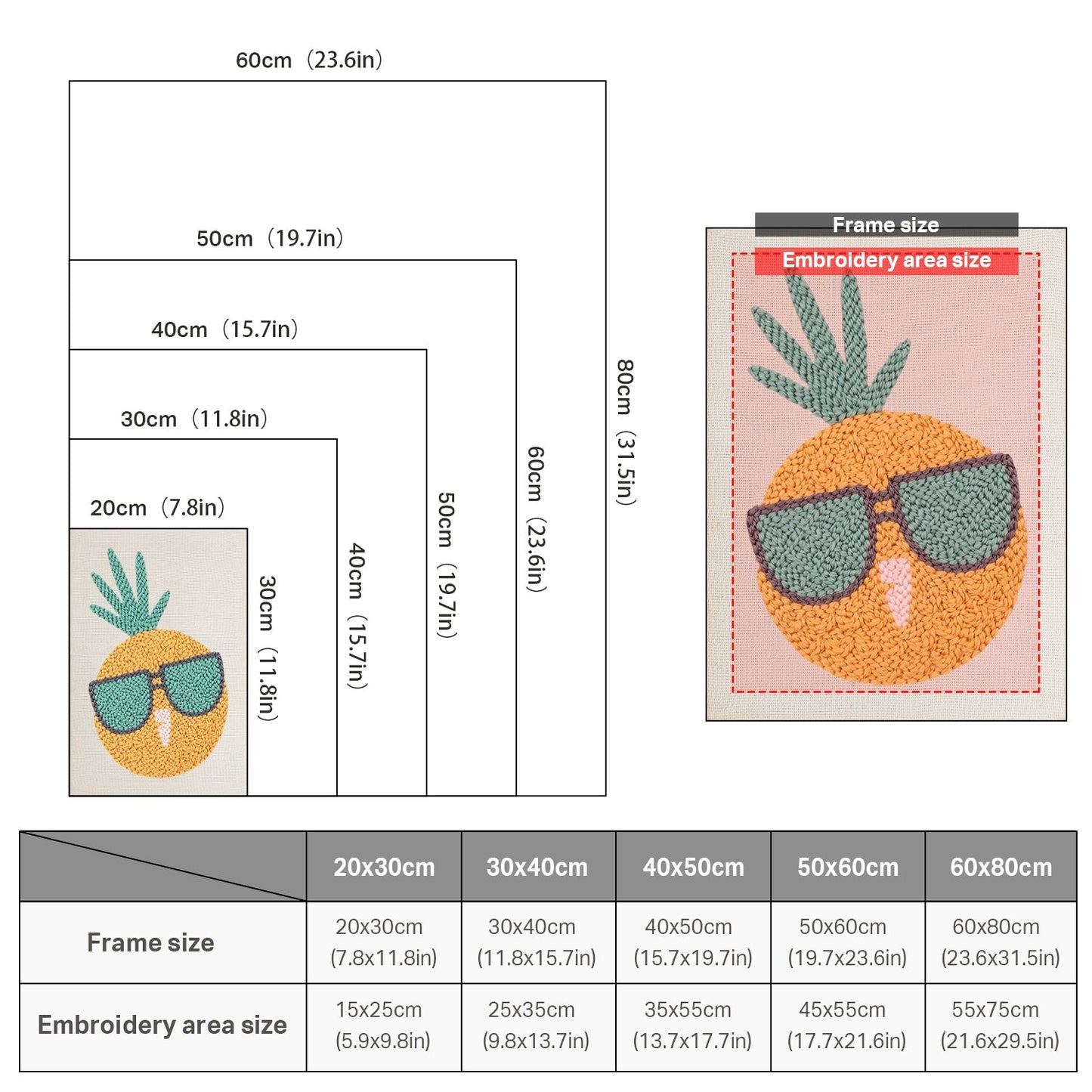 Cool Pineapple- Punch Needle