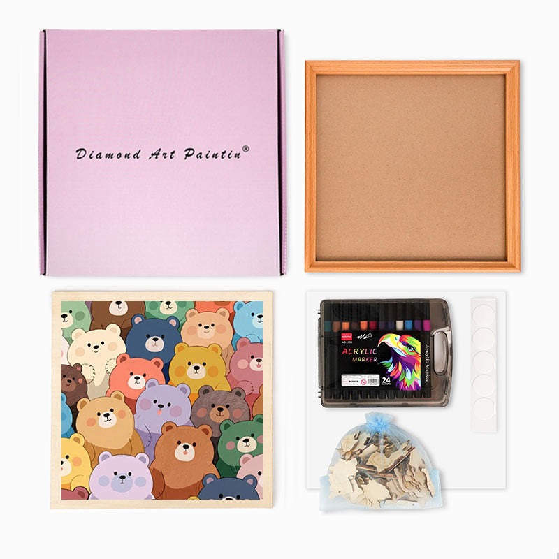 Cute Bears - Wooden Coloring Puzzle