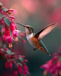 Hummingbird Feeding on Flowers - Diamond Painting