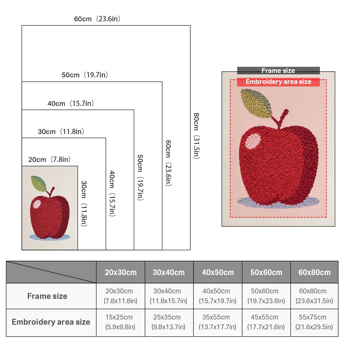 Apple Embroidery - Punch Needle
