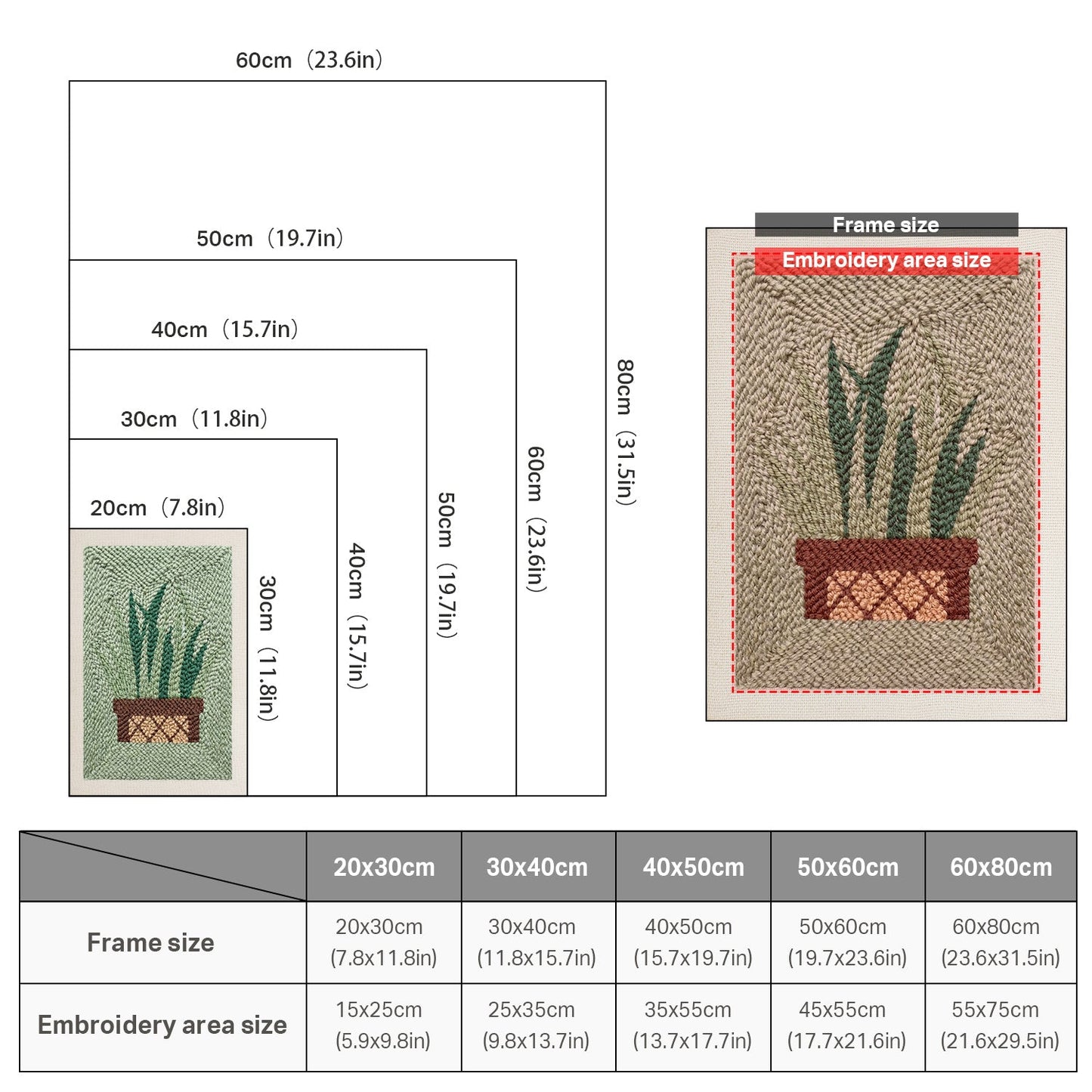 Green Plant - Punch Needle