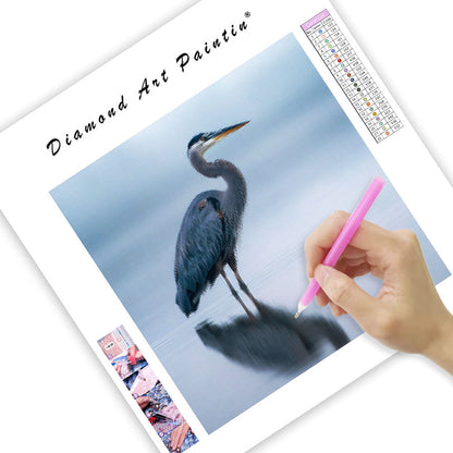 Great Blue Heron Reflection - Diamond Painting