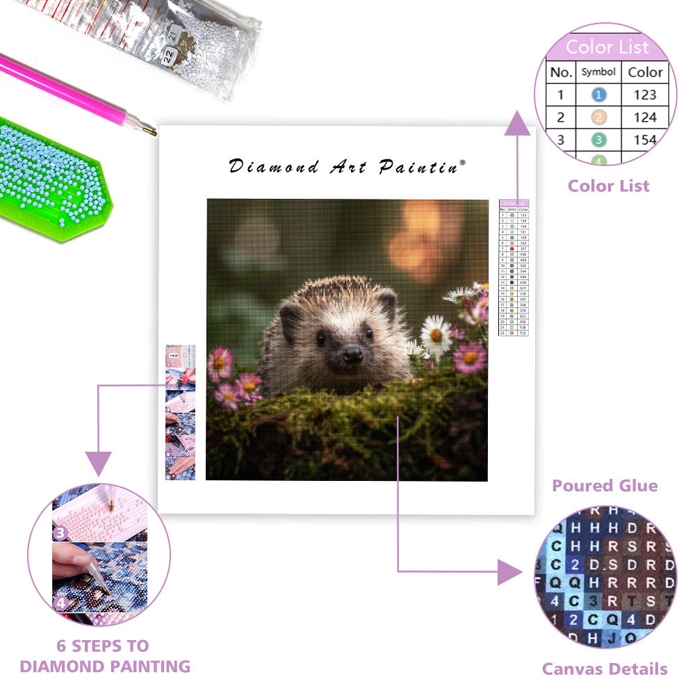 Hedgehog in the Moss - Diamond Painting