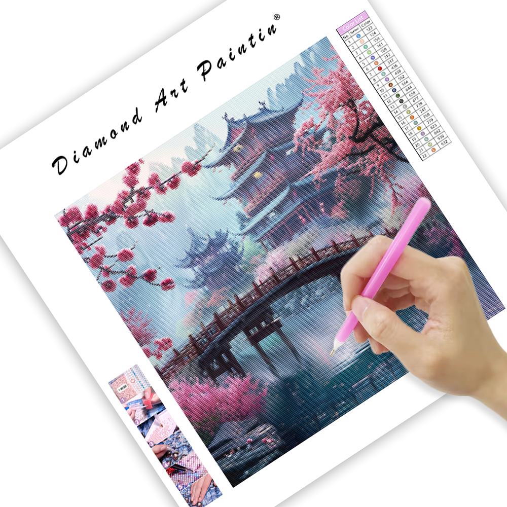Blossom Bridge Town - Diamond Painting