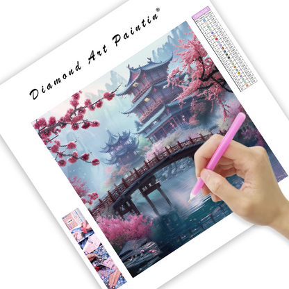 Blossom Bridge Town - Diamond Painting
