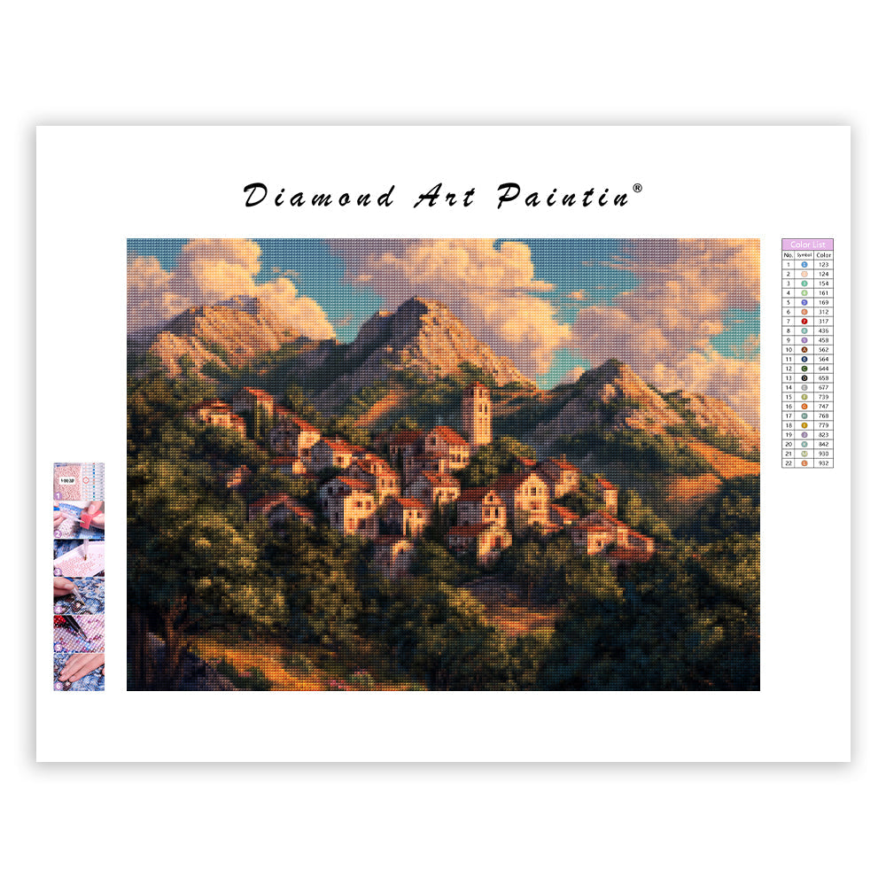 Glimpse of a Mountain Village - Diamond Painting