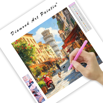 Picturesque Italian Street Scene - Diamond Painting
