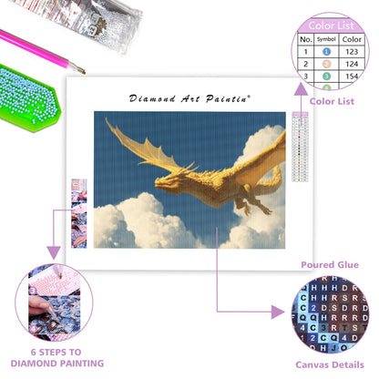 Golden Dragon Flying High - Diamond Painting