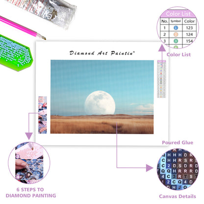 Moon Over Field - Diamond Painting