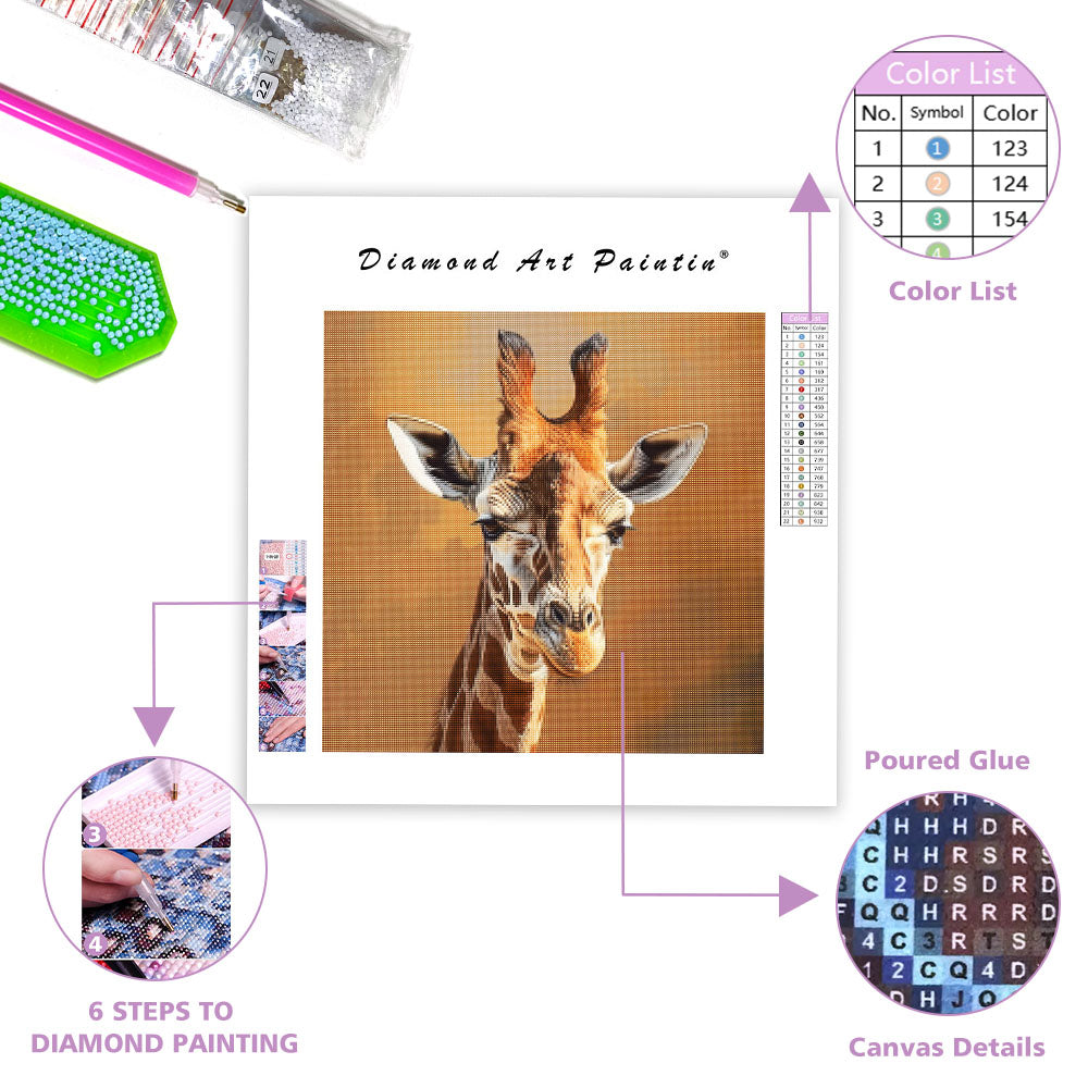 Gentle Giraffe Portrait - Diamond Painting