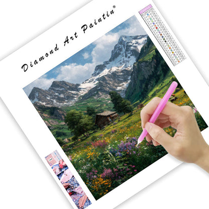 Alpine Meadow with Wildflowers - Diamond Painting