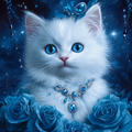 Royal Blue Kitty - Diamond Painting