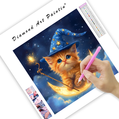 Magical Kitten on Moon - Diamond Painting