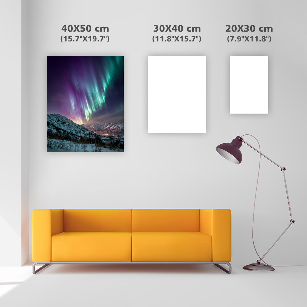 Northern Lights over Snowy Hills - Diamond Painting