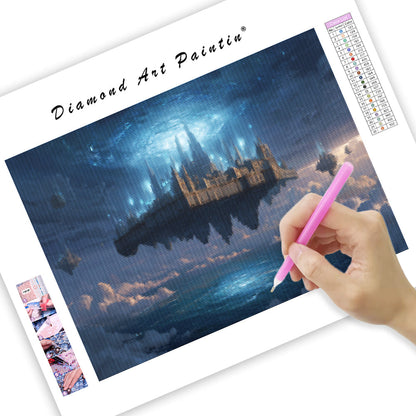 Floating Fortress Above the Ocean - Diamond Painting