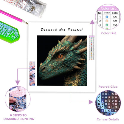 Emerald Dragon Head - Diamond Painting