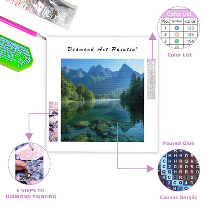 Crystal Lake in the Mountains - Diamond Painting