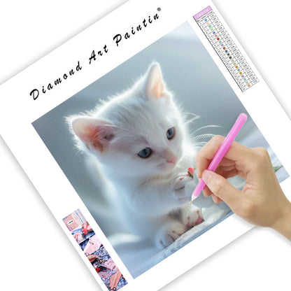 Gardenia White Cat - Diamond Painting