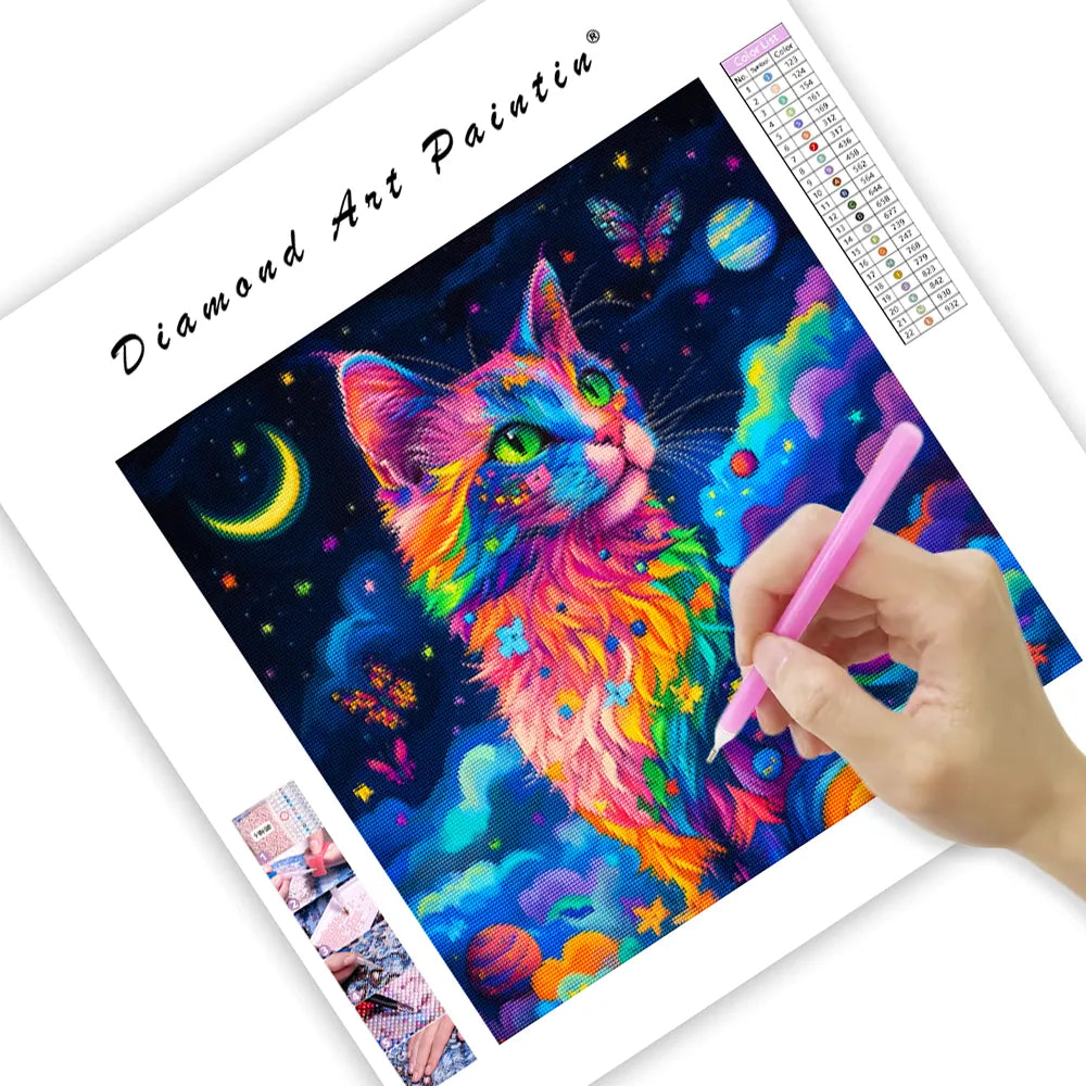 Rainbow Magic Cat - Diamond Painting