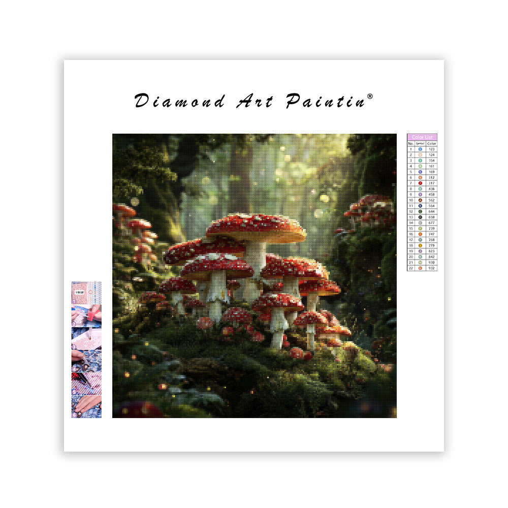 Enchanted Forest Mushroom Circle - Diamond Painting