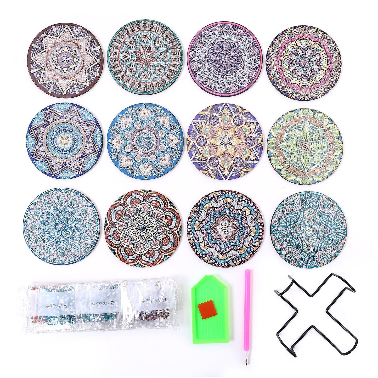DIY Mandala K - Diamond Coasters
