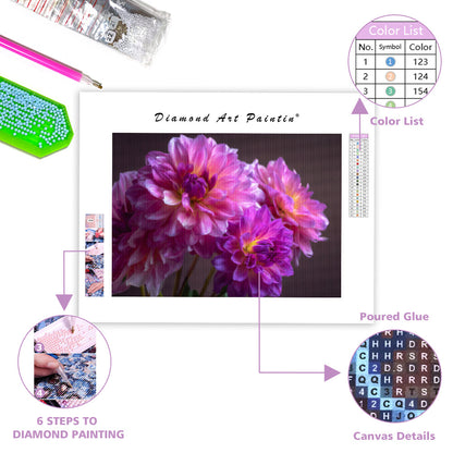 Vibrant Dahlia Blooms - Diamond Painting