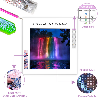 Rainbow Nightfall Falls - Diamond Painting