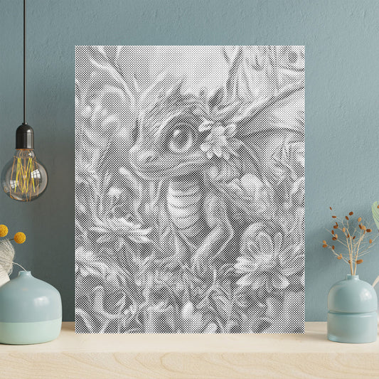 Colorful Dragon Amidst Blossoms - Dot Painting