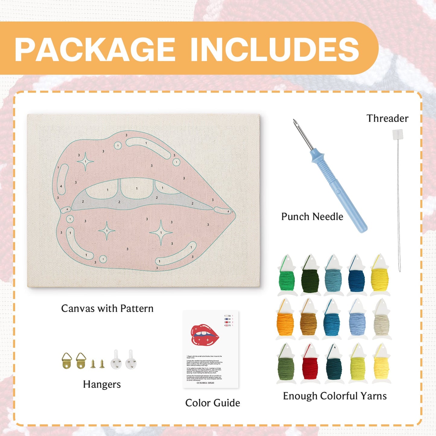 Lips with Tongue - Punch Needle