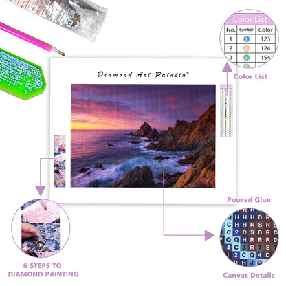 Rocky Coastline at Dusk - Diamond Painting