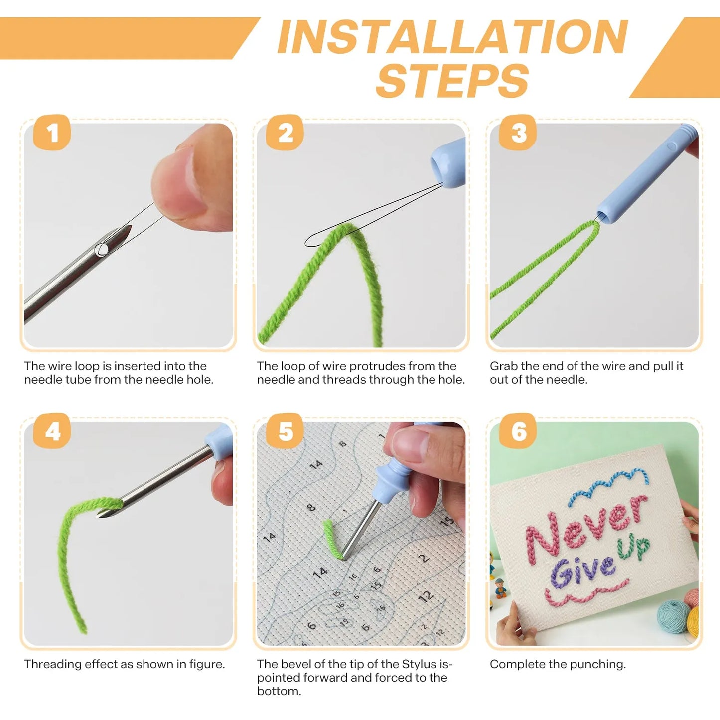 Never Give Up - Punch Needle