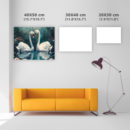 Swan Love in Bloom - Diamond Painting