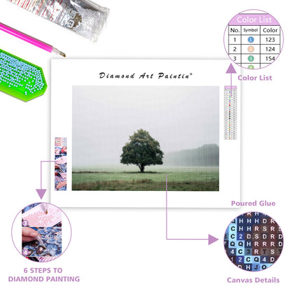 Single Tree in Mist - Diamond Painting