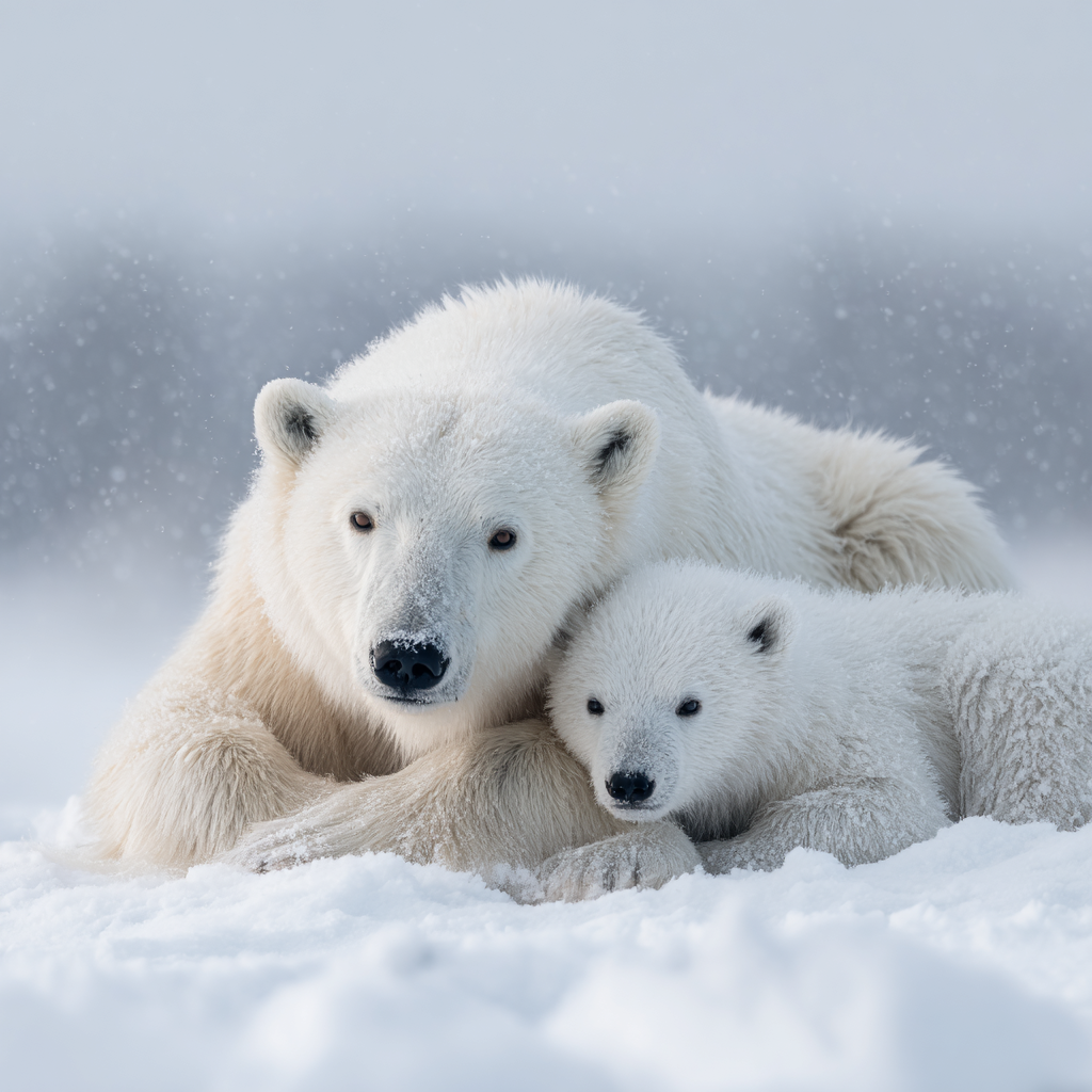Polar Bear Mother and Cub - Diamond Painting