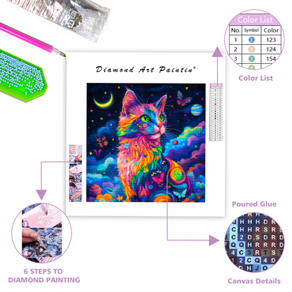 Rainbow Magic Cat - Diamond Painting