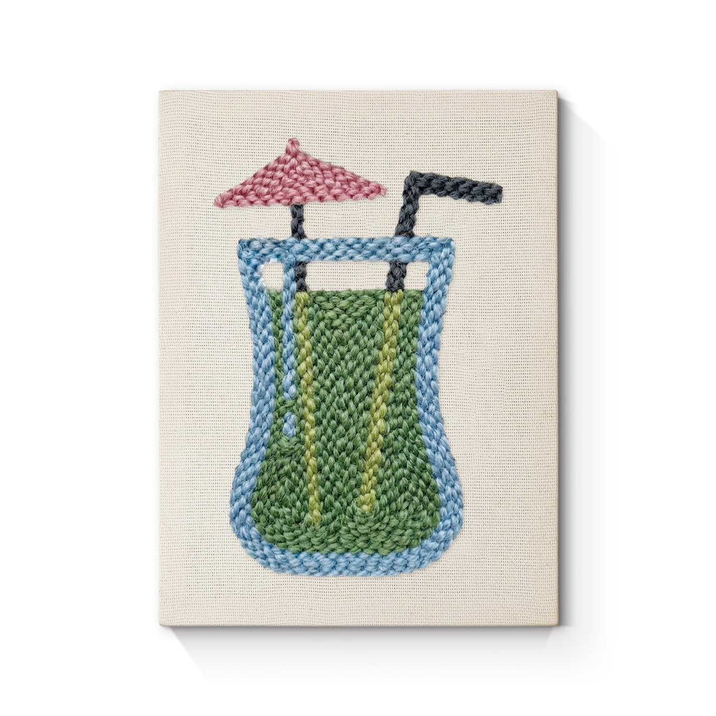 Green Drink with Umbrella - Punch Needle