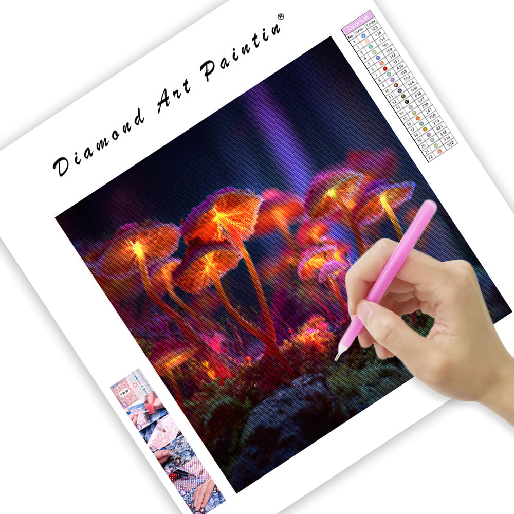 Enchanted Mushroom Micro-Forest - Diamond Painting