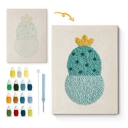 Cactus with Yellow Crown - Punch Needle