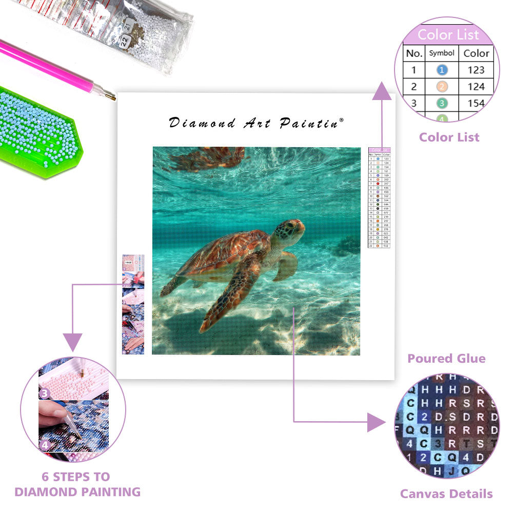 Sea Turtle in Clear Water - Diamond Painting