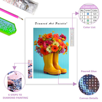 Rain Boots Flowers - Diamond Painting