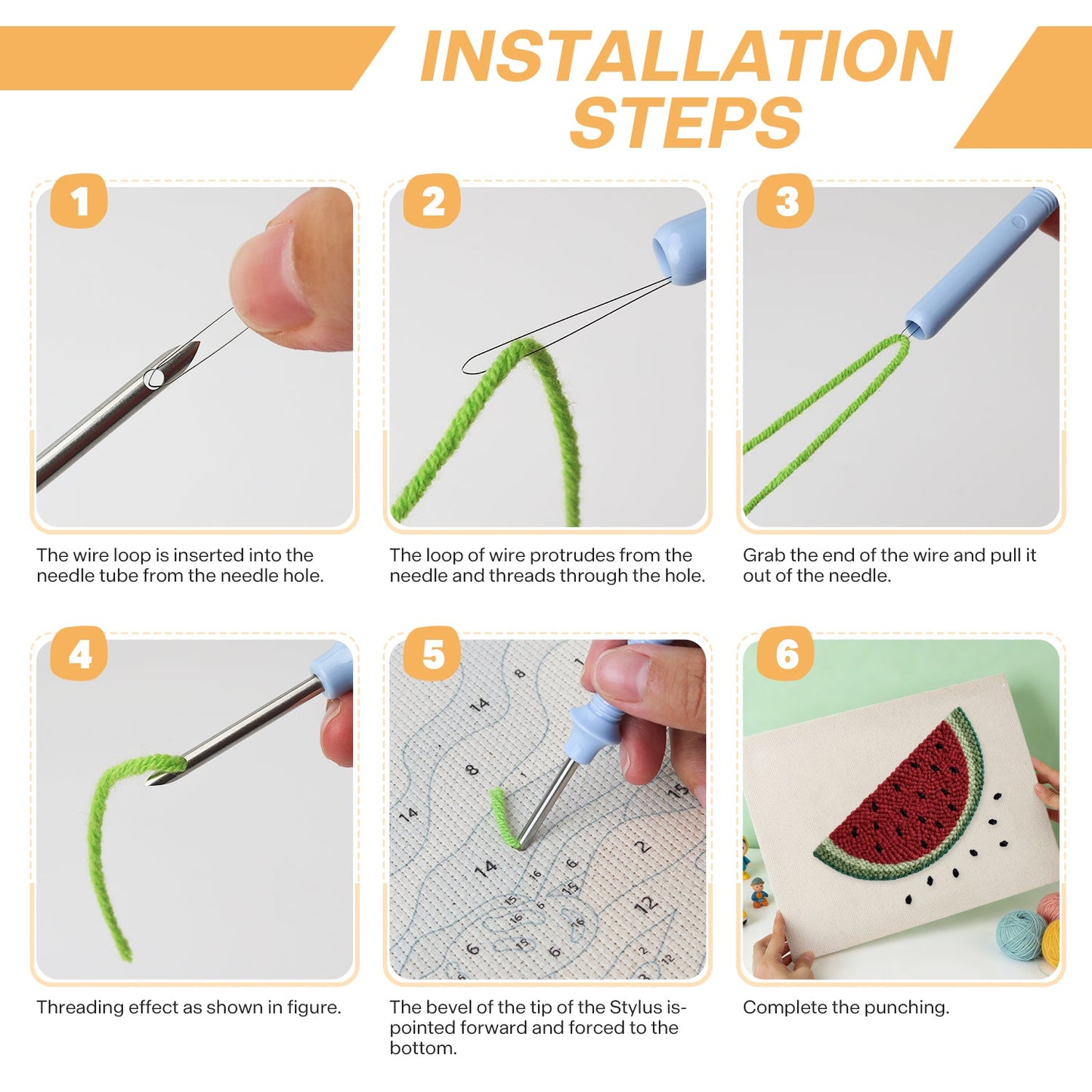 Watermelon Slice with Seeds - Punch Needle
