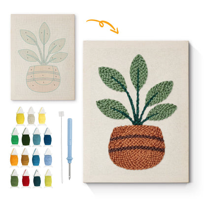 Verdant Potted Plant - Punch Needle