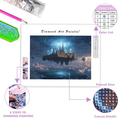 Floating Fortress Above the Ocean - Diamond Painting