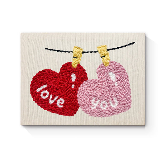 Love and You Hearts - Punch Needle