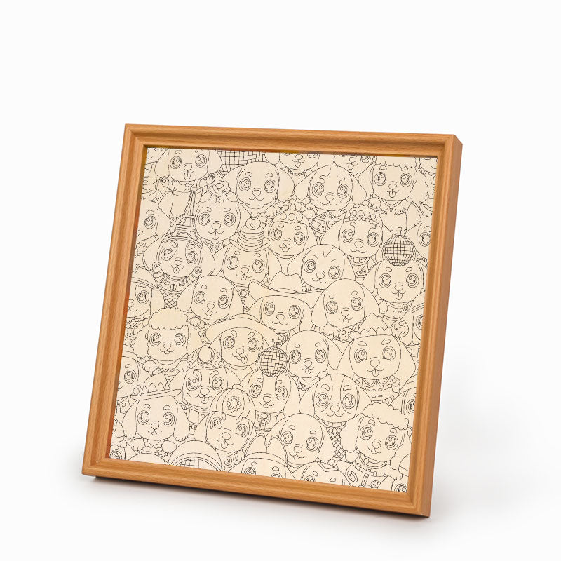 Cute Puppies- Wooden Coloring Puzzle